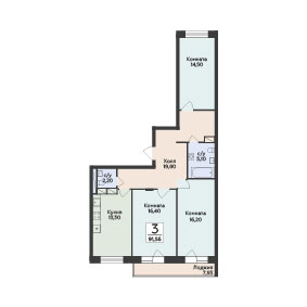 3 ккв 91,6 м²