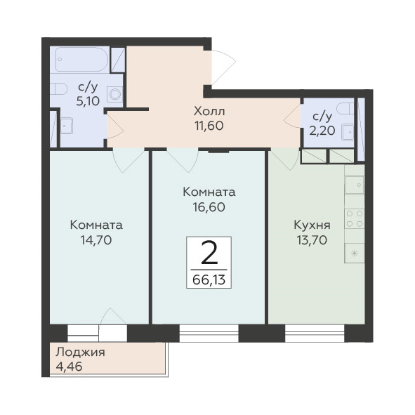 2 ккв 66,1 м²