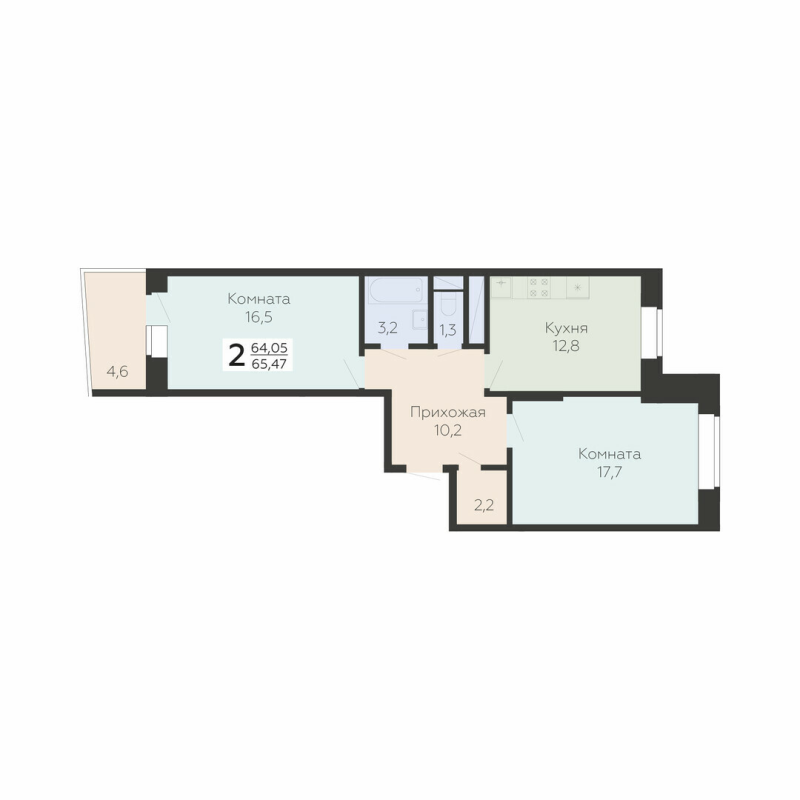 2 ккв 67,3 м²