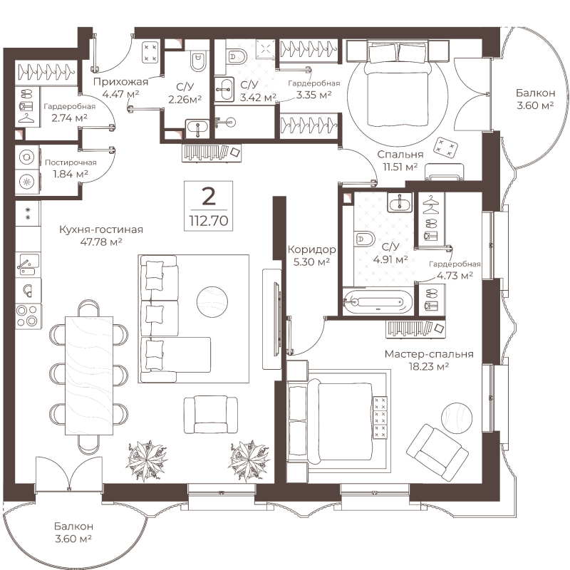 3 ккв (Евро) 112,7 м²