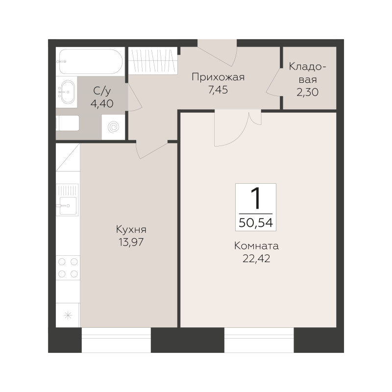 1 ккв 50,5 м²