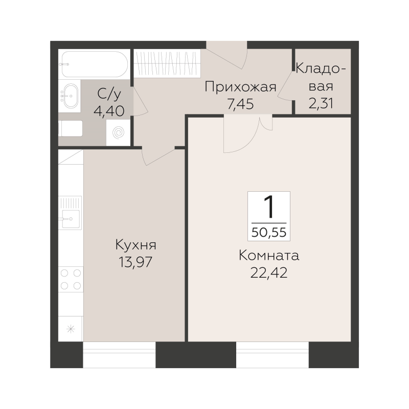 1 ккв 50,6 м²