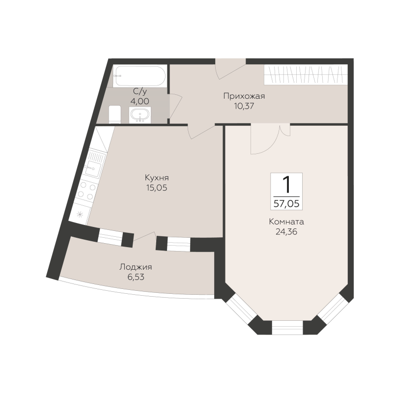 2 ккв (Евро) 57,1 м²