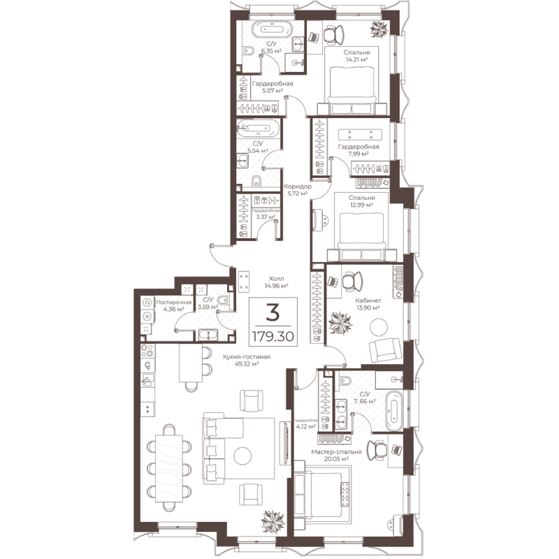 5 ккв (Евро) 179,3 м²