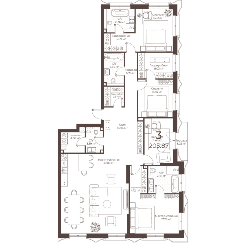 5 ккв (Евро) 172,1 м²