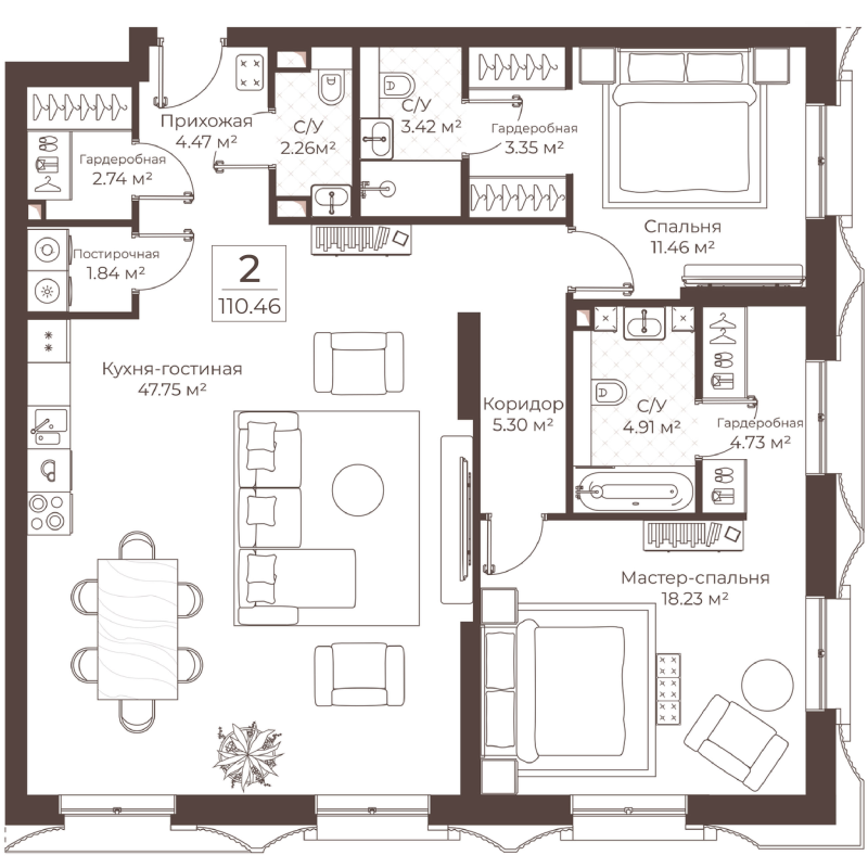 3 ккв (Евро) 110,5 м²