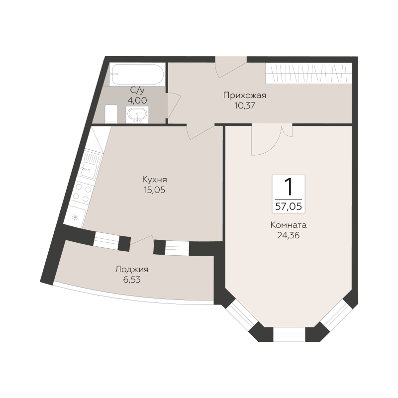 2 ккв (Евро) 57,1 м²