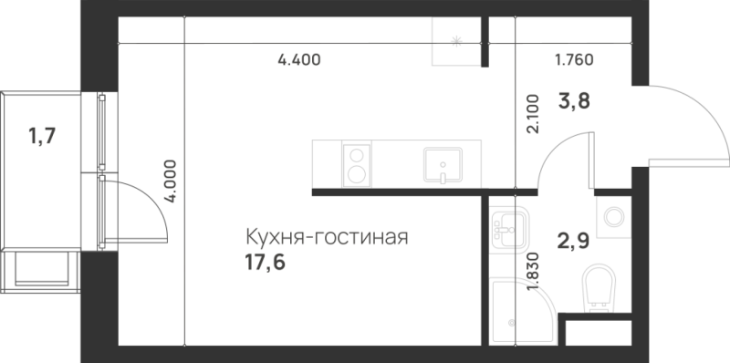 Студия 24,8 м²