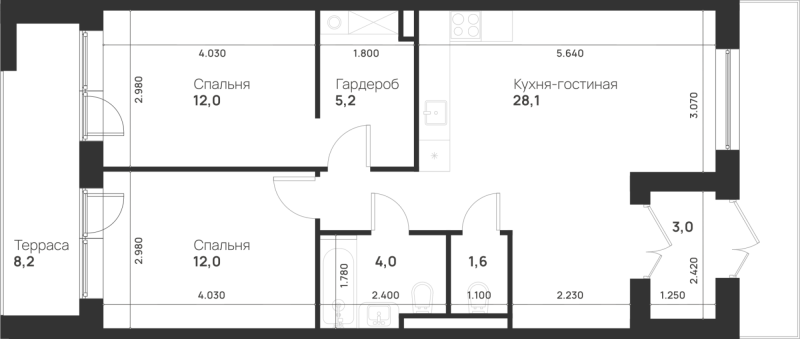 3 ккв (Евро) 68,4 м²