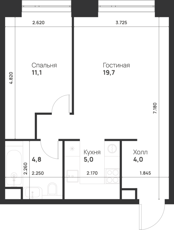 2 ккв (Евро) 44,6 м²
