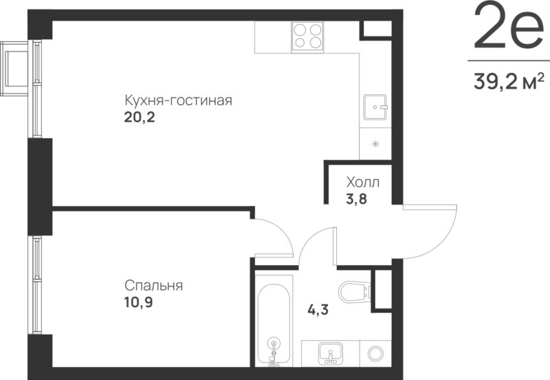 2 ккв (Евро) 39,2 м²