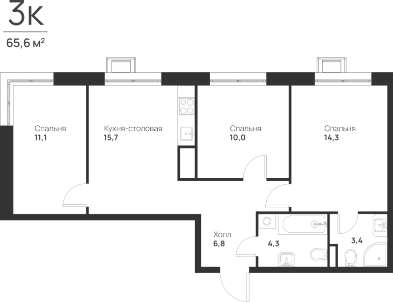 4 ккв (Евро) 65,6 м²