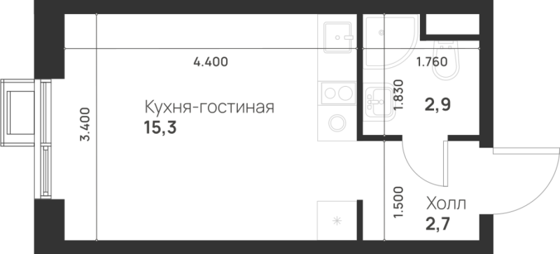 Студия 20,9 м²