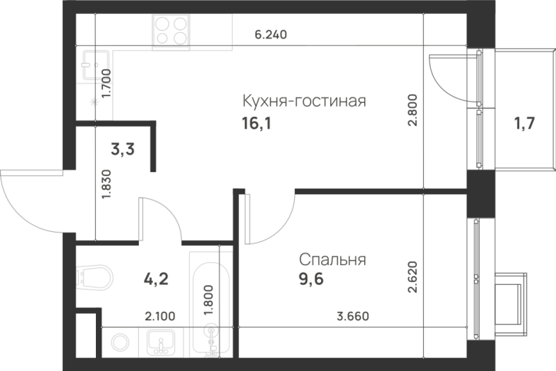 2 ккв (Евро) 33,7 м²