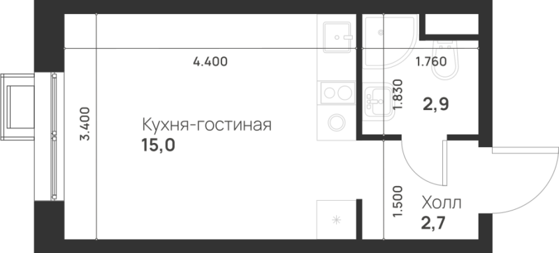 Студия 20,6 м²