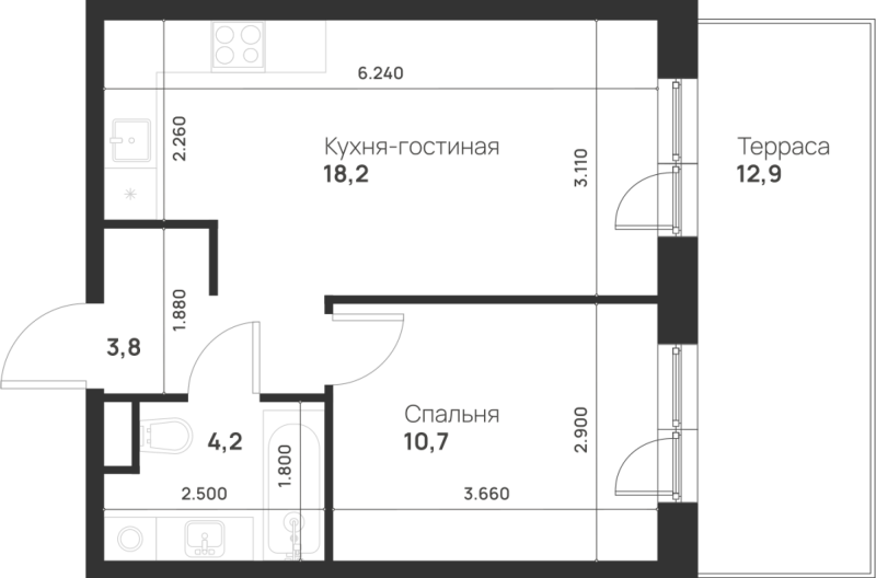 2 ккв (Евро) 40,8 м²
