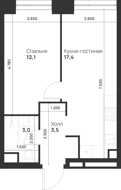 2 ккв (Евро) 36 м²