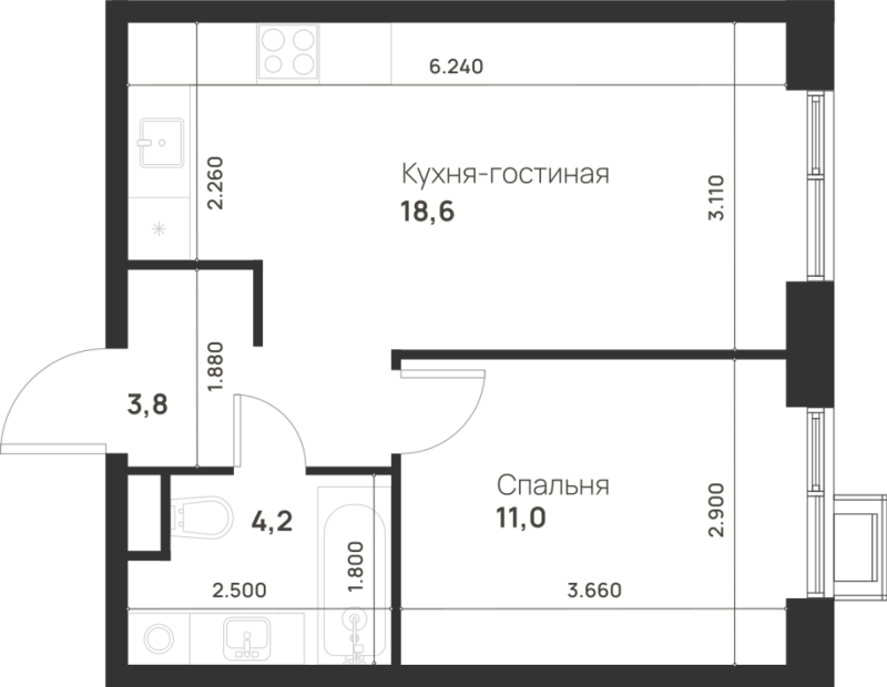 2 ккв (Евро) 37,6 м²