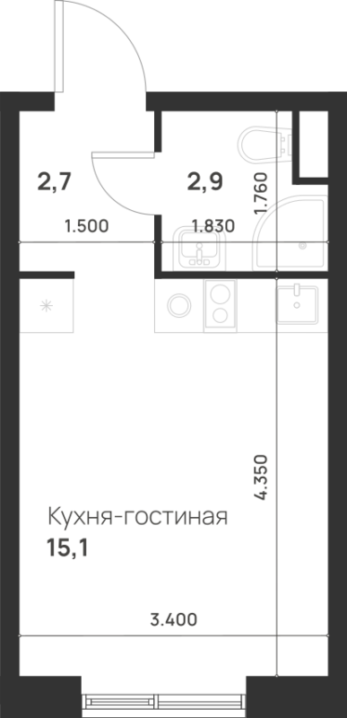 Студия 20,7 м²