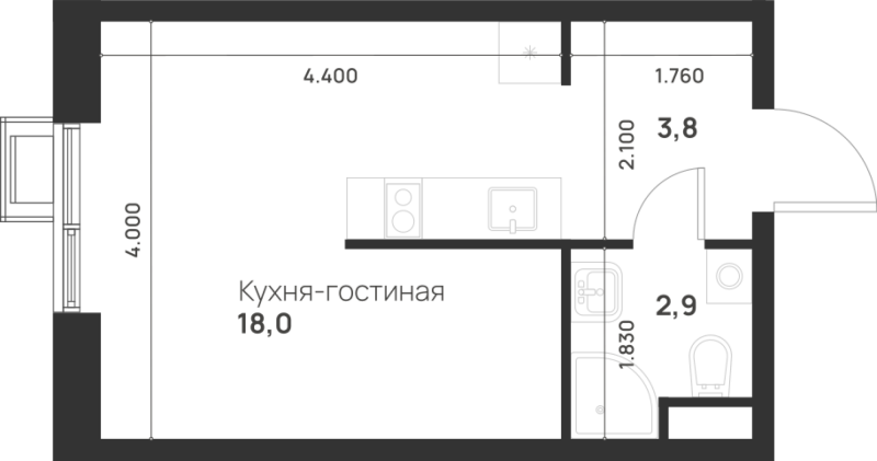 Студия 24,7 м²