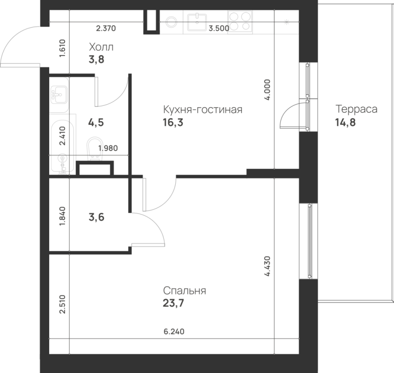2 ккв (Евро) 56,3 м²