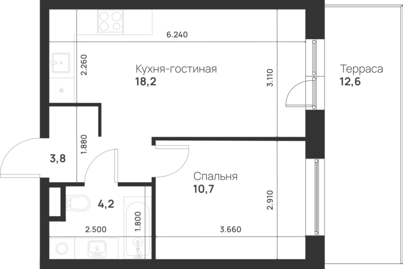 2 ккв (Евро) 40,7 м²