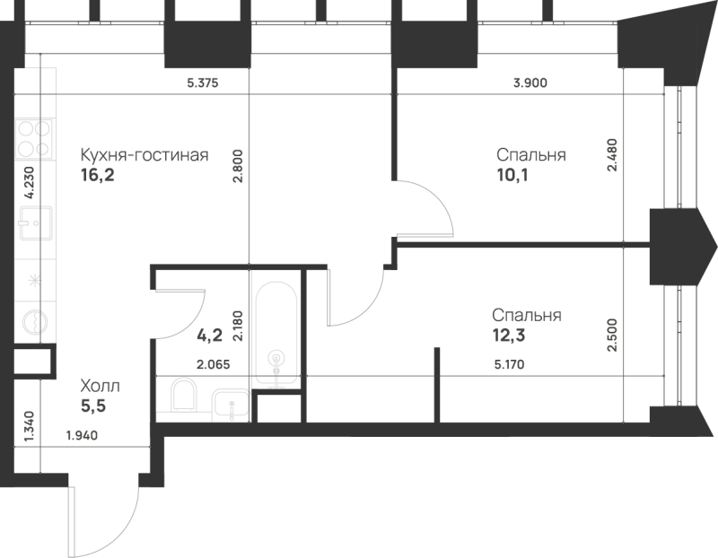 3 ккв (Евро) 48,3 м²