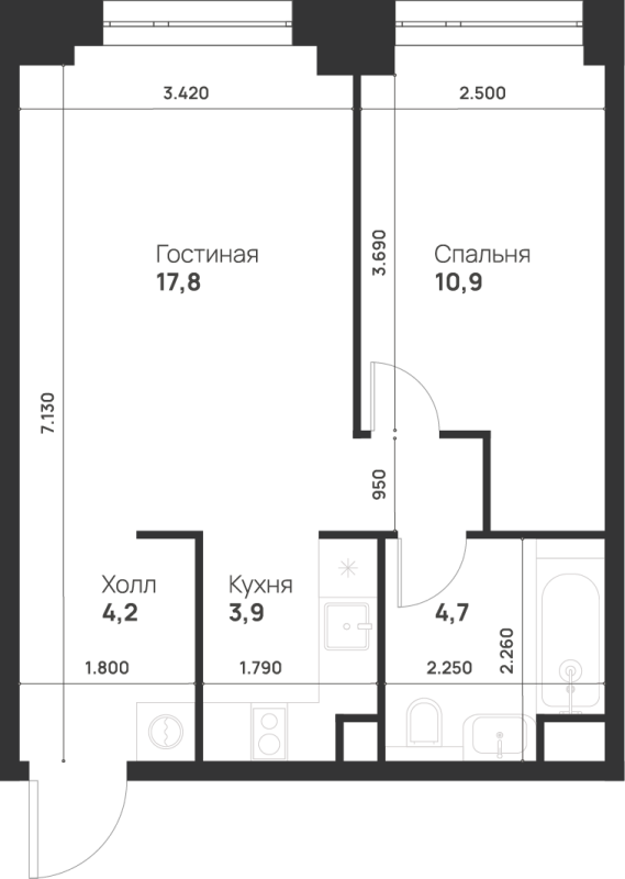 2 ккв (Евро) 41,5 м²