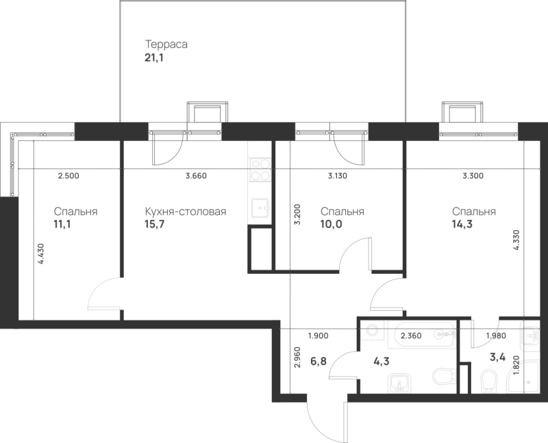 4 ккв (Евро) 71,9 м²