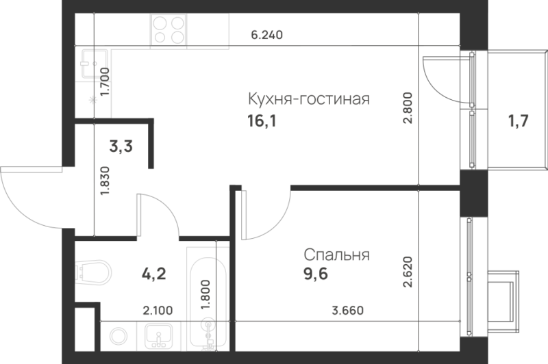 2 ккв (Евро) 33,7 м²