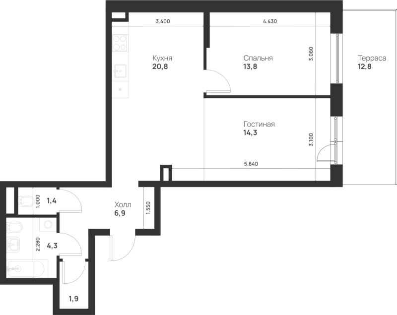 3 ккв (Евро) 67,3 м²