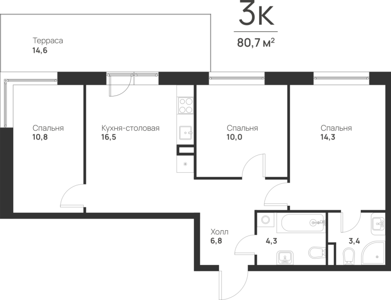 4 ккв (Евро) 70,5 м²