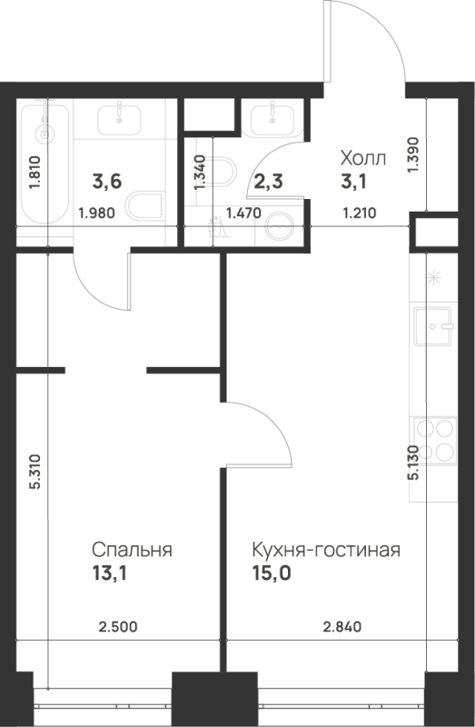 1 ккв 37,1 м²
