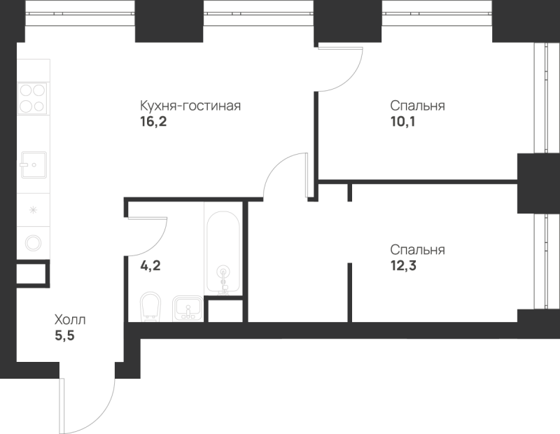 3 ккв (Евро) 48,3 м²