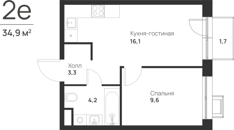 2 ккв (Евро) 33,7 м²