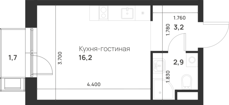 Студия 22,8 м²