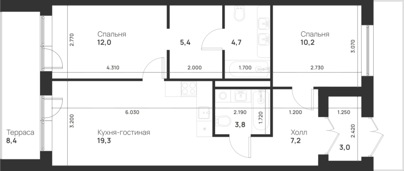 1 ккв 68,1 м²