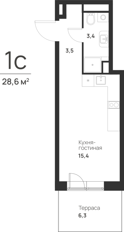 Студия 24,2 м²