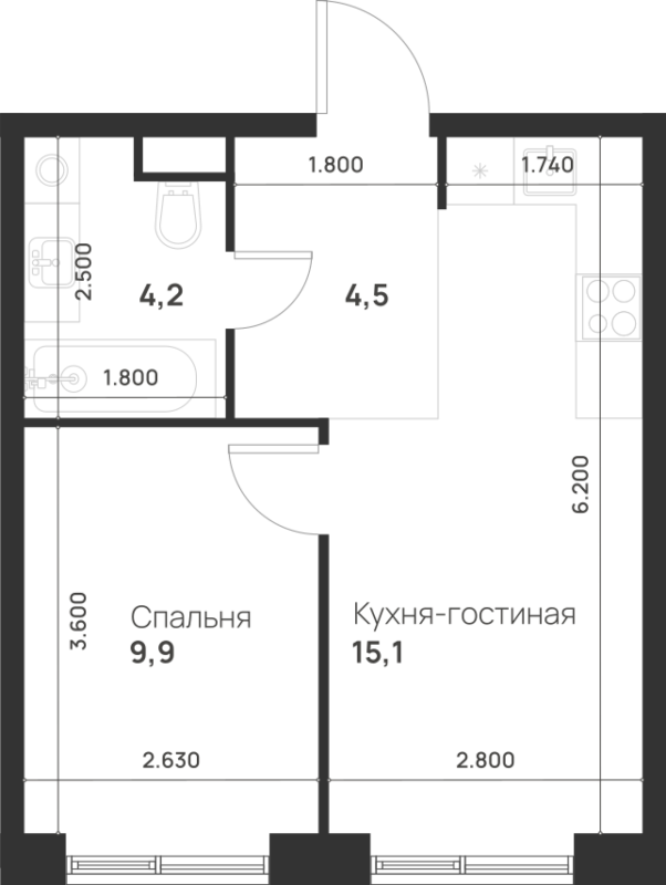 2 ккв (Евро) 33,7 м²