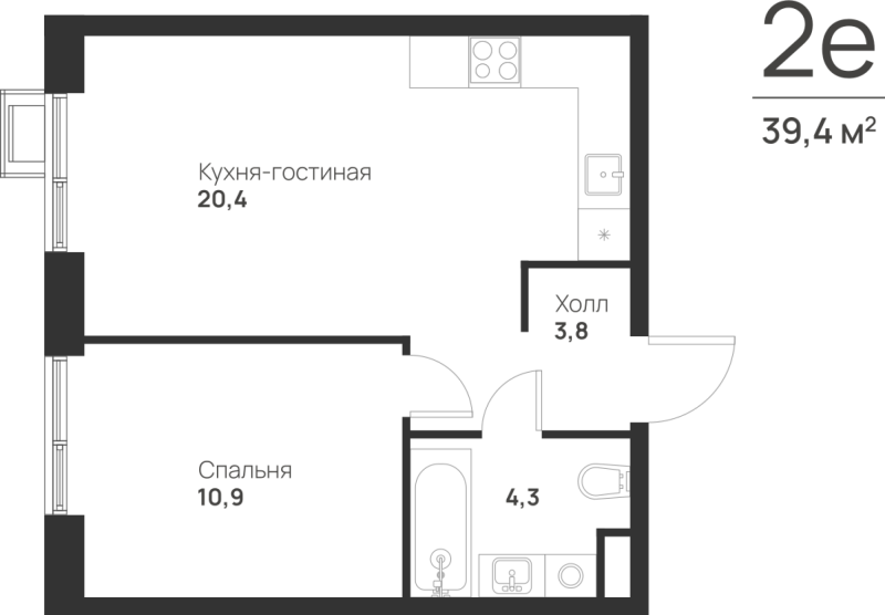 2 ккв (Евро) 39,4 м²