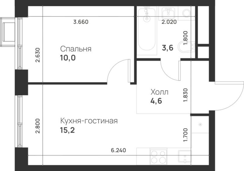 1 ккв 33,4 м²