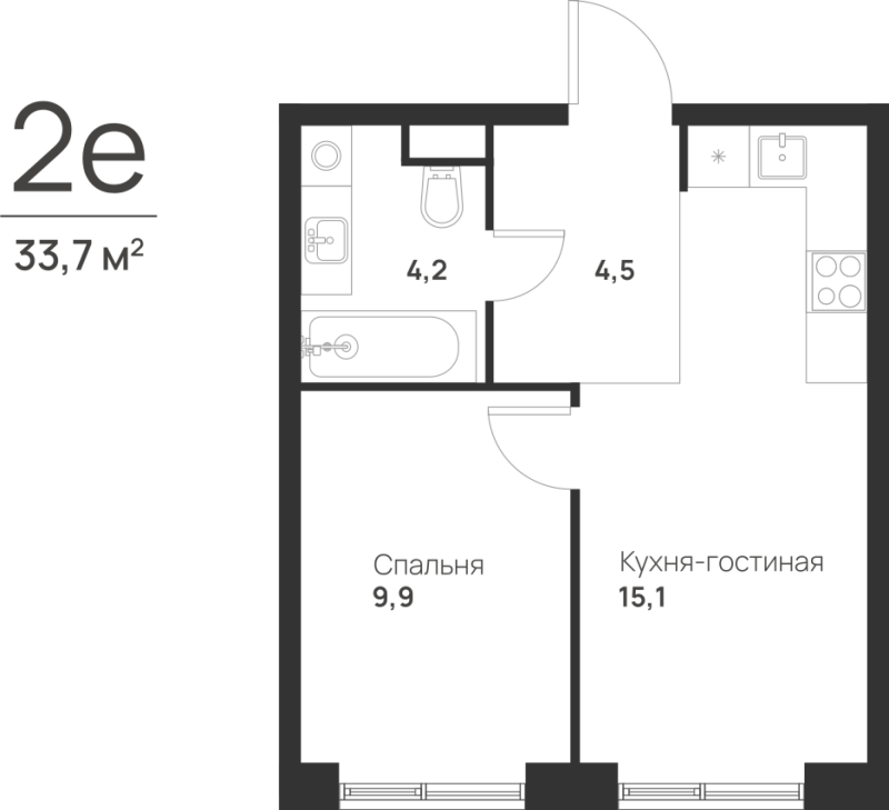 2 ккв (Евро) 33,7 м²
