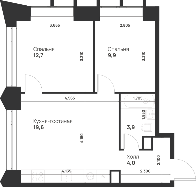 3 ккв (Евро) 50,1 м²
