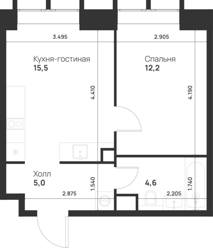 2 ккв (Евро) 37,3 м²