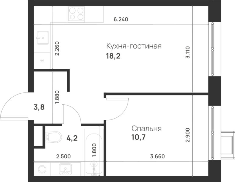 2 ккв (Евро) 36,9 м²