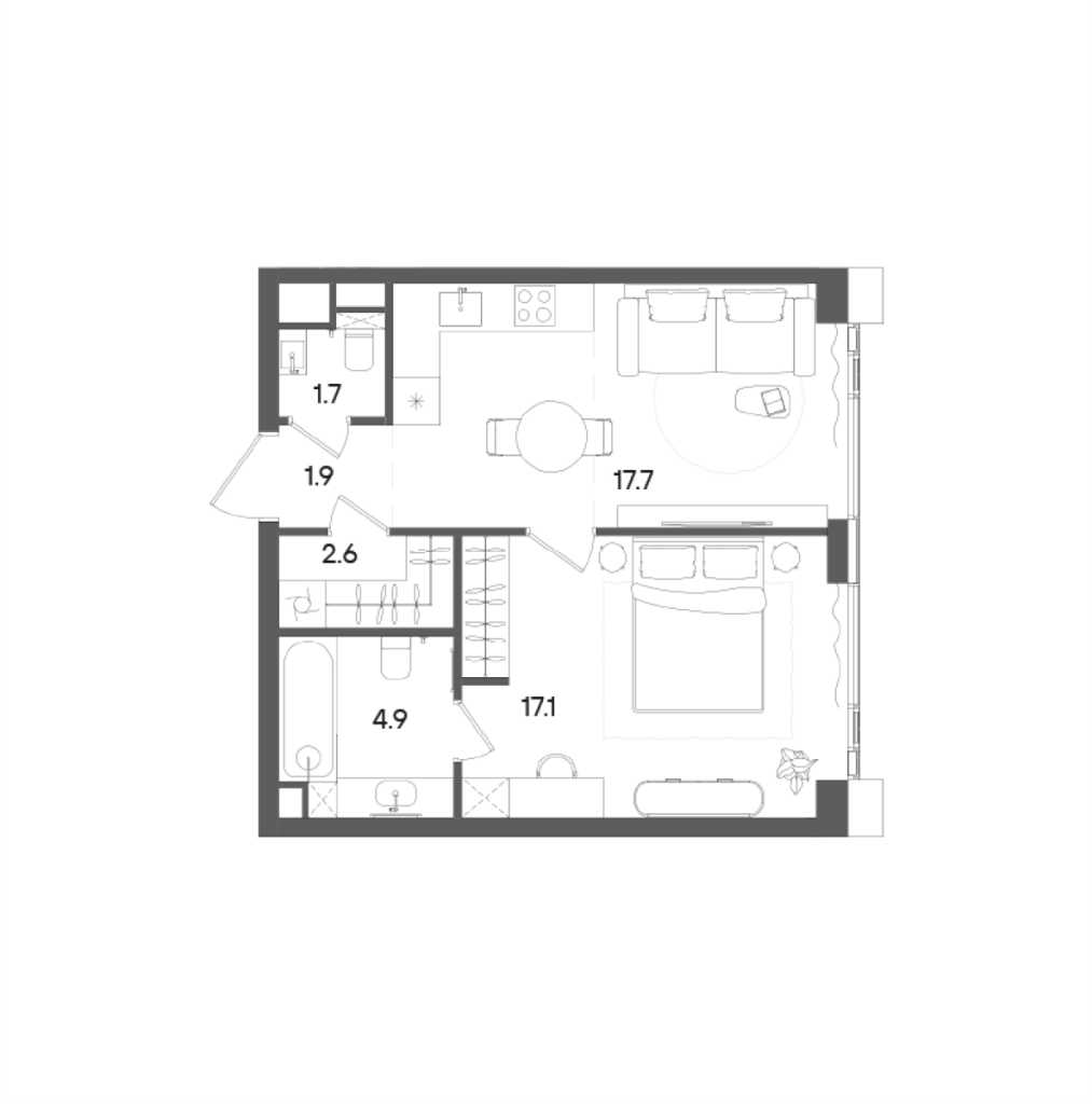 2 ккв (Евро) 46,4 м²