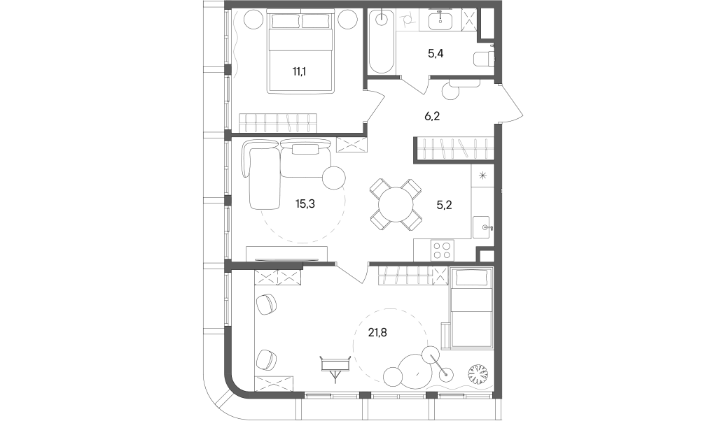 3 ккв (Евро) 65 м²