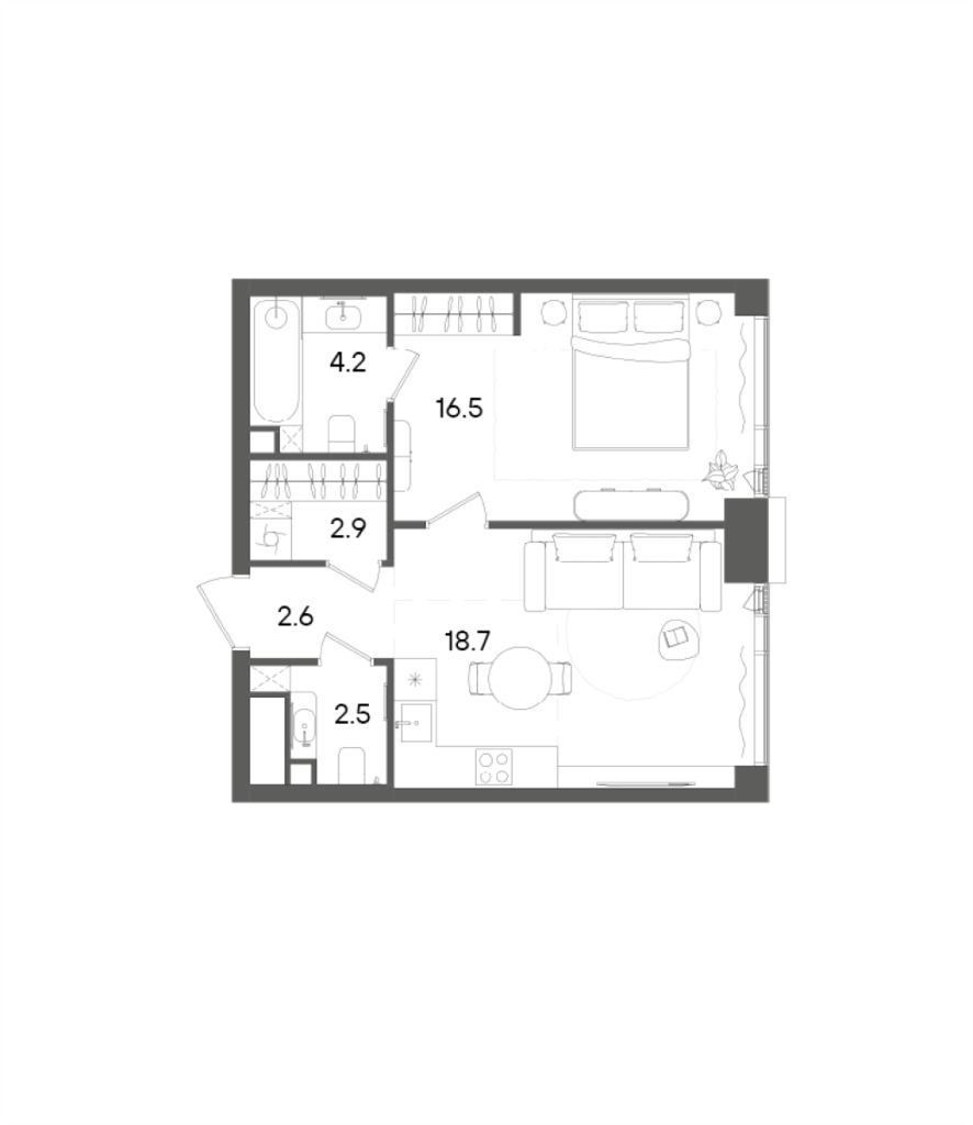 2 ккв (Евро) 47,4 м²