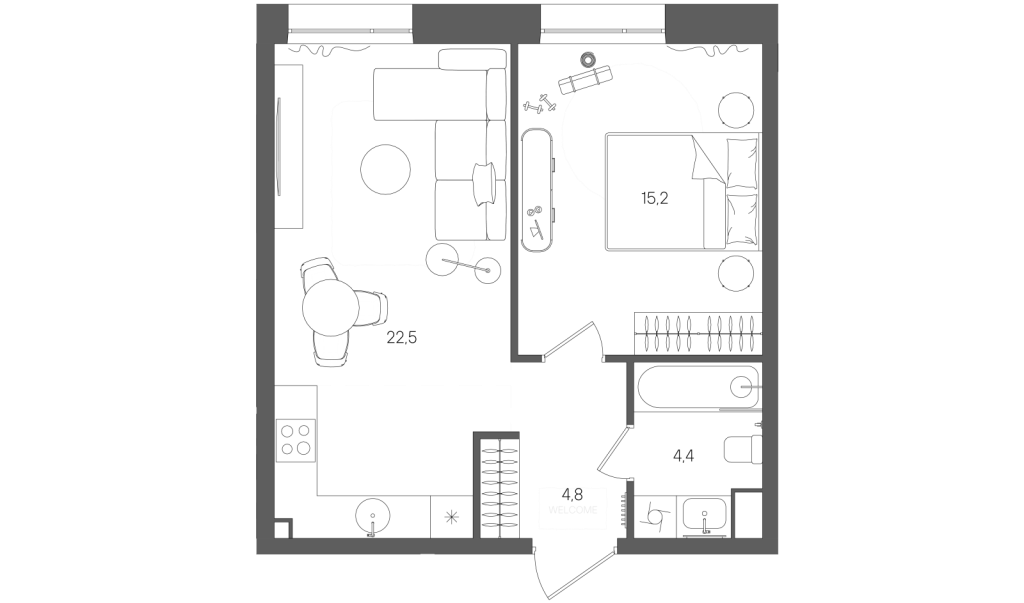 2 ккв (Евро) 46,9 м²