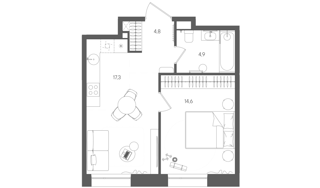 2 ккв (Евро) 41,6 м²